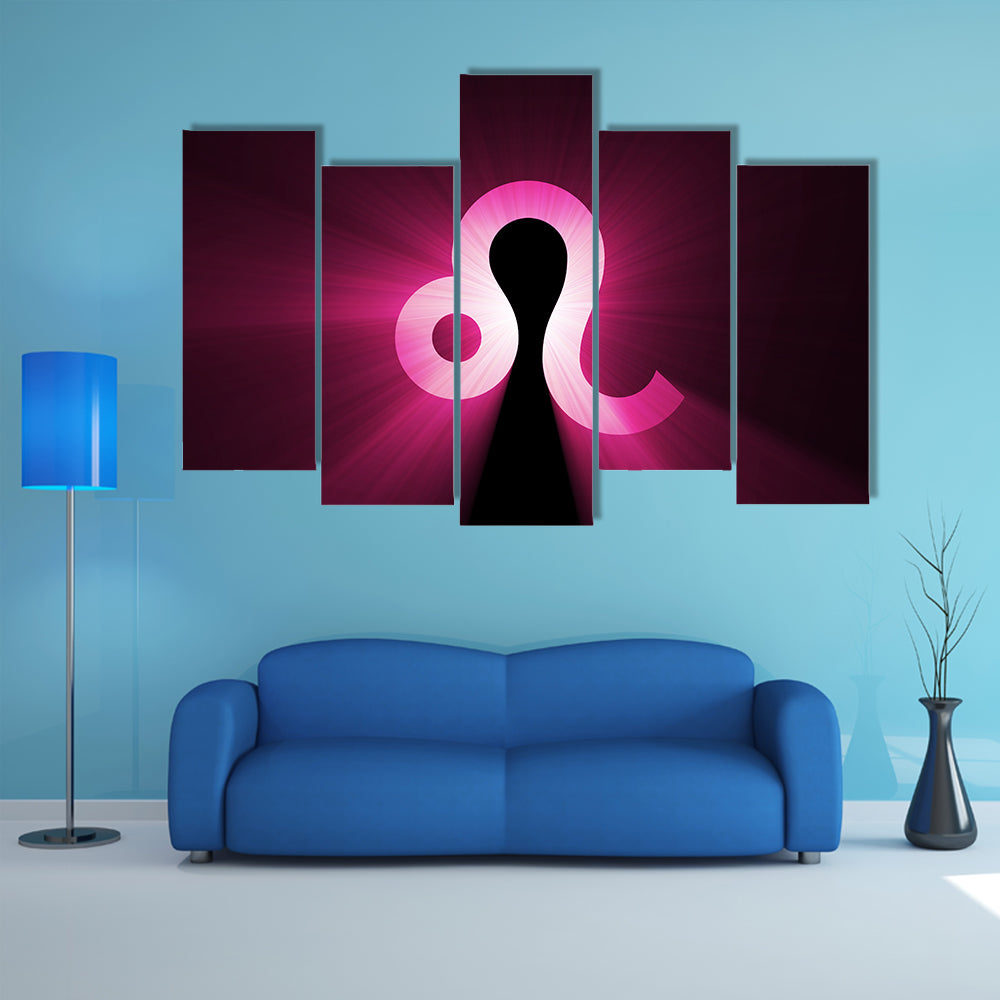 Glowing Leo Zodiac Symbol Canvas Wall Art