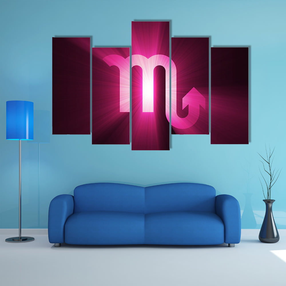 Glowing Scorpio Zodiac Glyph Canvas Wall Art