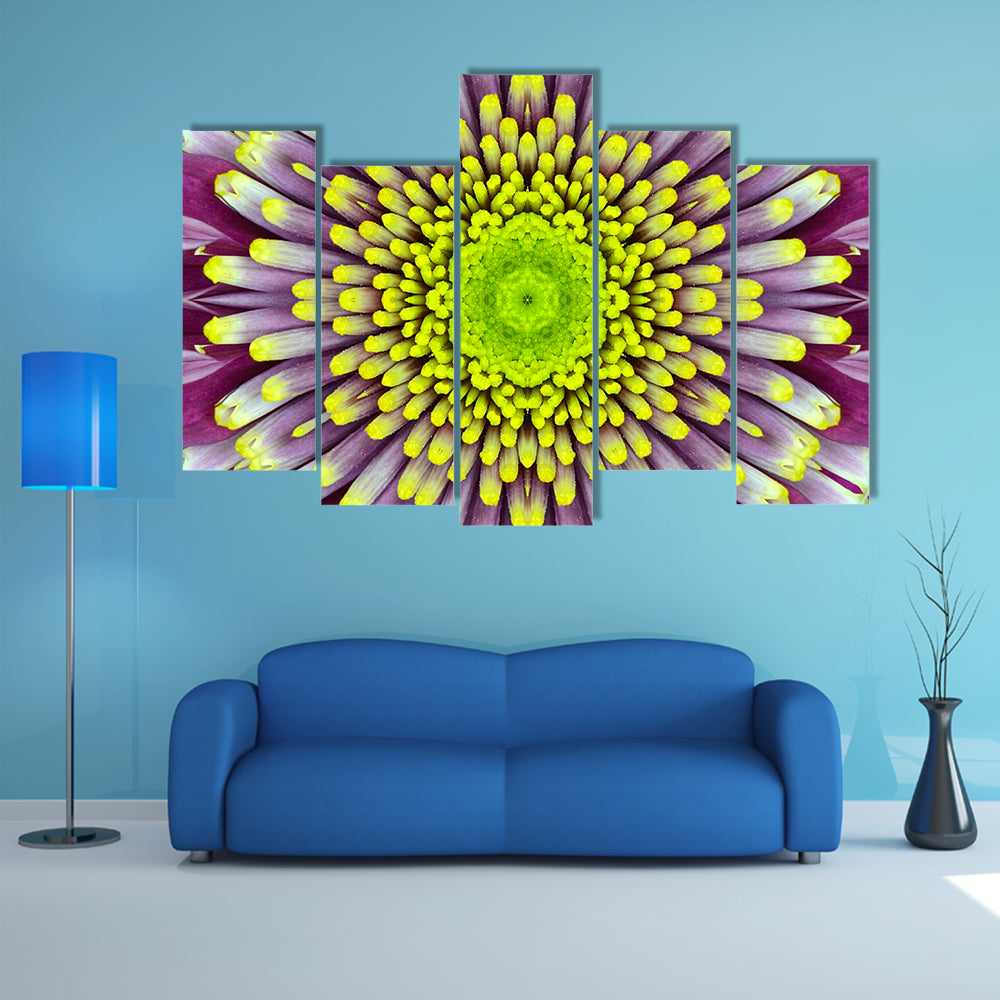 Purple And Green Concentric Flower Canvas Wall Art