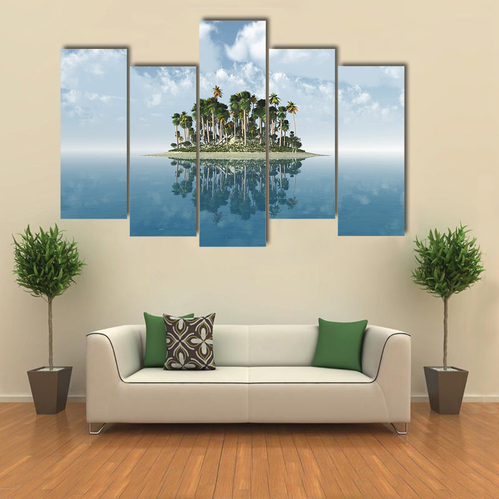 Tropical Island with Mirror Reflection Canvas Wall Art