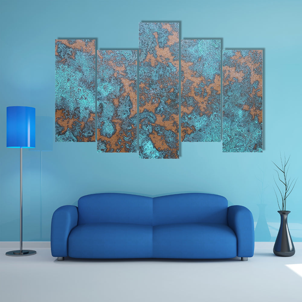 Aqua Rust Abstract Canvas Wall Art