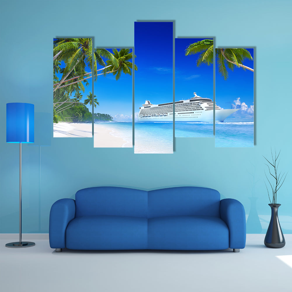 Cruise Ship in Tropical Waters Canvas Wall Art