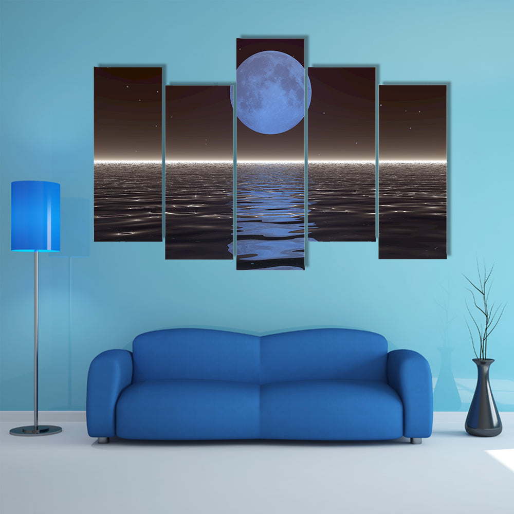 Surreal Moonset Over Water Canvas Wall Art