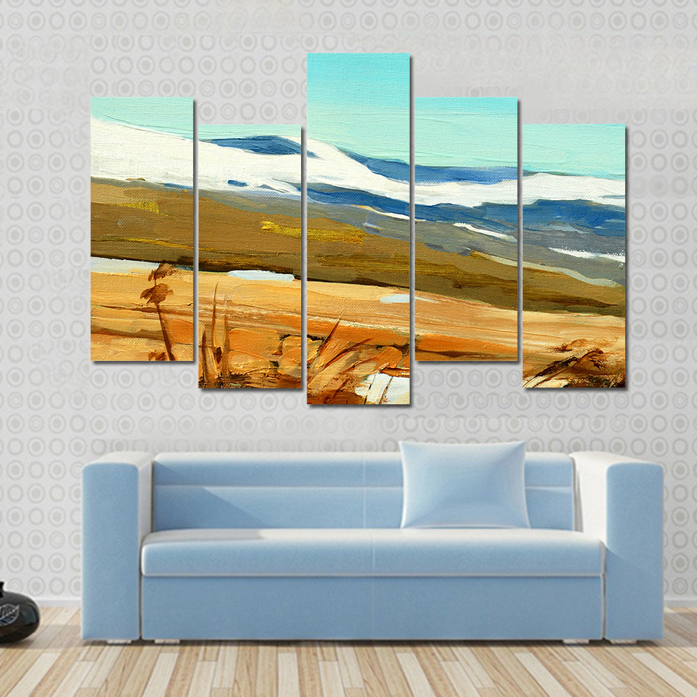 Winter Snow-capped Hills Landscape Canvas Wall Art