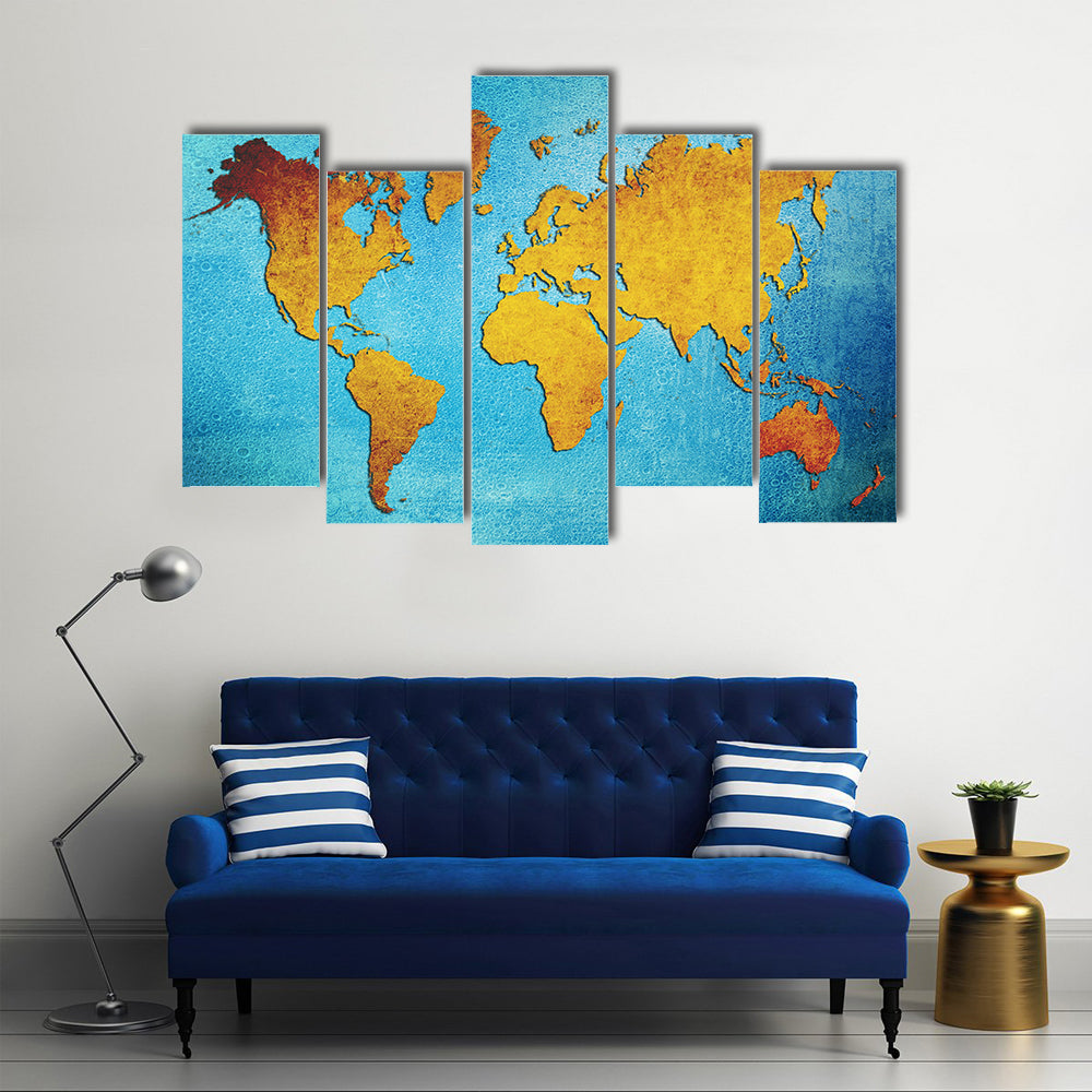 Grunge World Map Canvas Wall Art