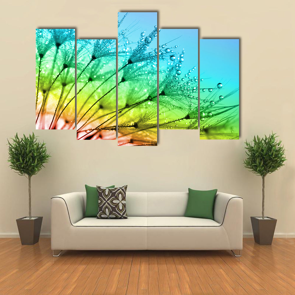 Dewy Dandelion Flower Close Up Canvas Wall Art