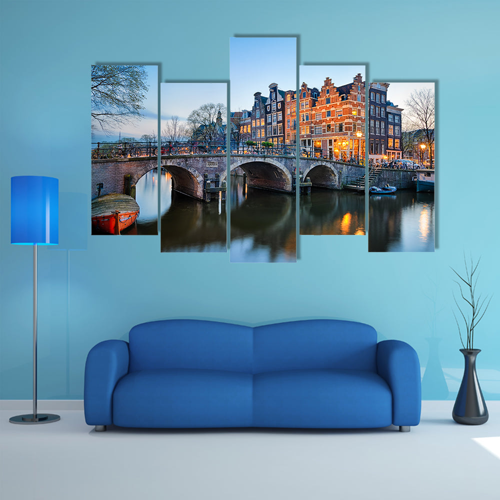 Sunset Over Brouwersgracht, Amsterdam Canvas Wall Art