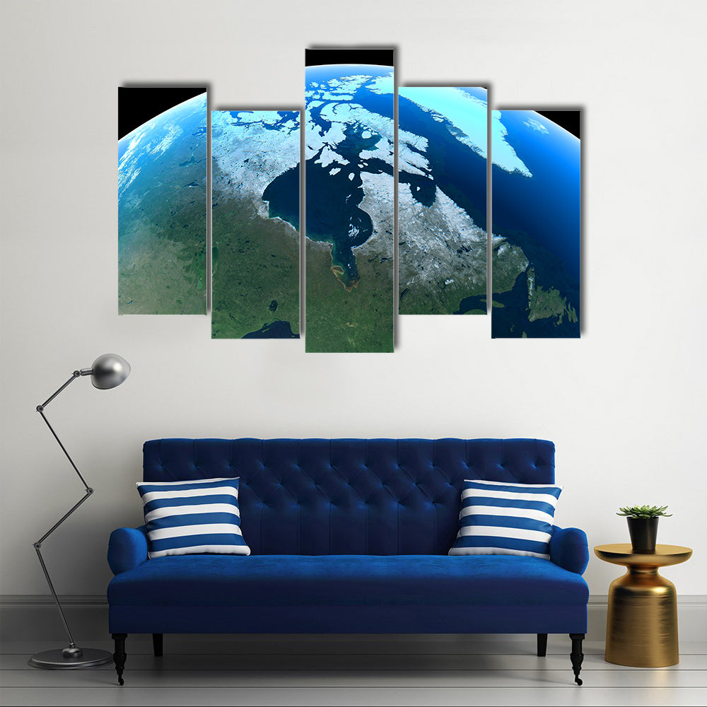 Canada &amp; Greenland From Space Canvas Wall Art