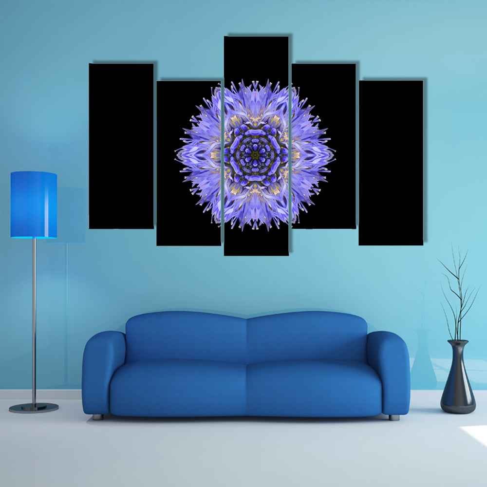 Blue Mandala Cornflower Canvas Wall Art