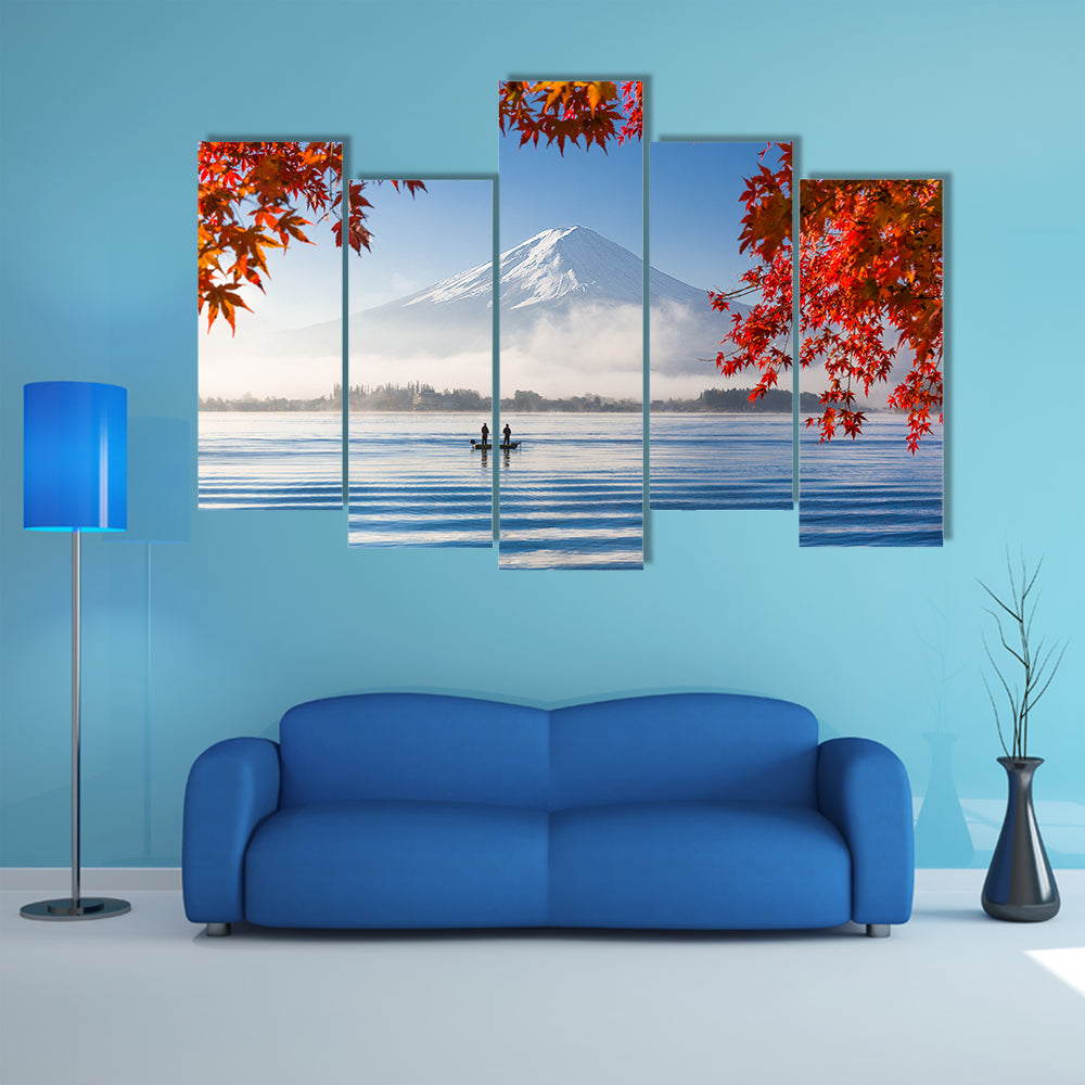 Fuji Mountain Lake In Autumn Canvas Wall Art