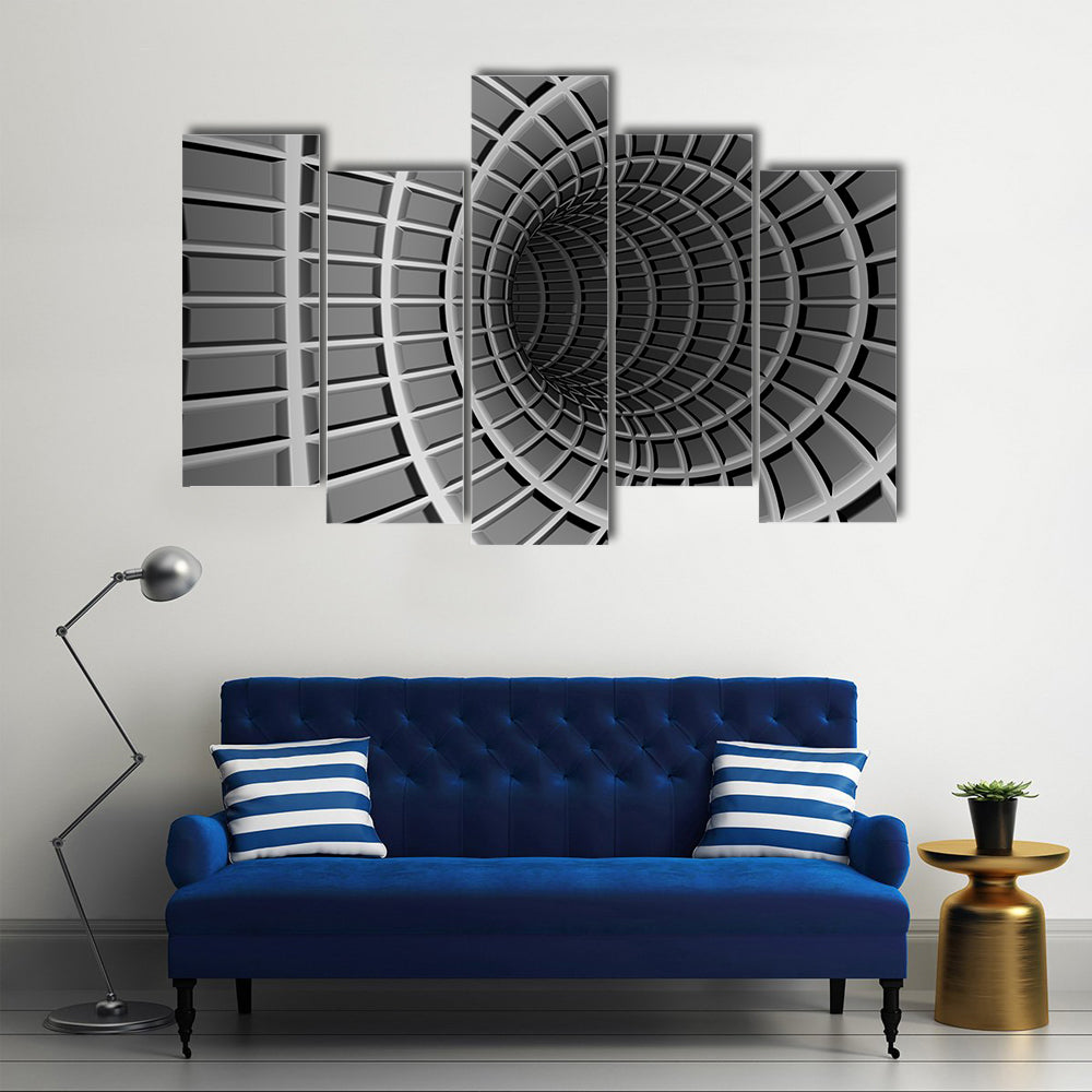 Dark Metal Tunnel Abstract Canvas Wall Art