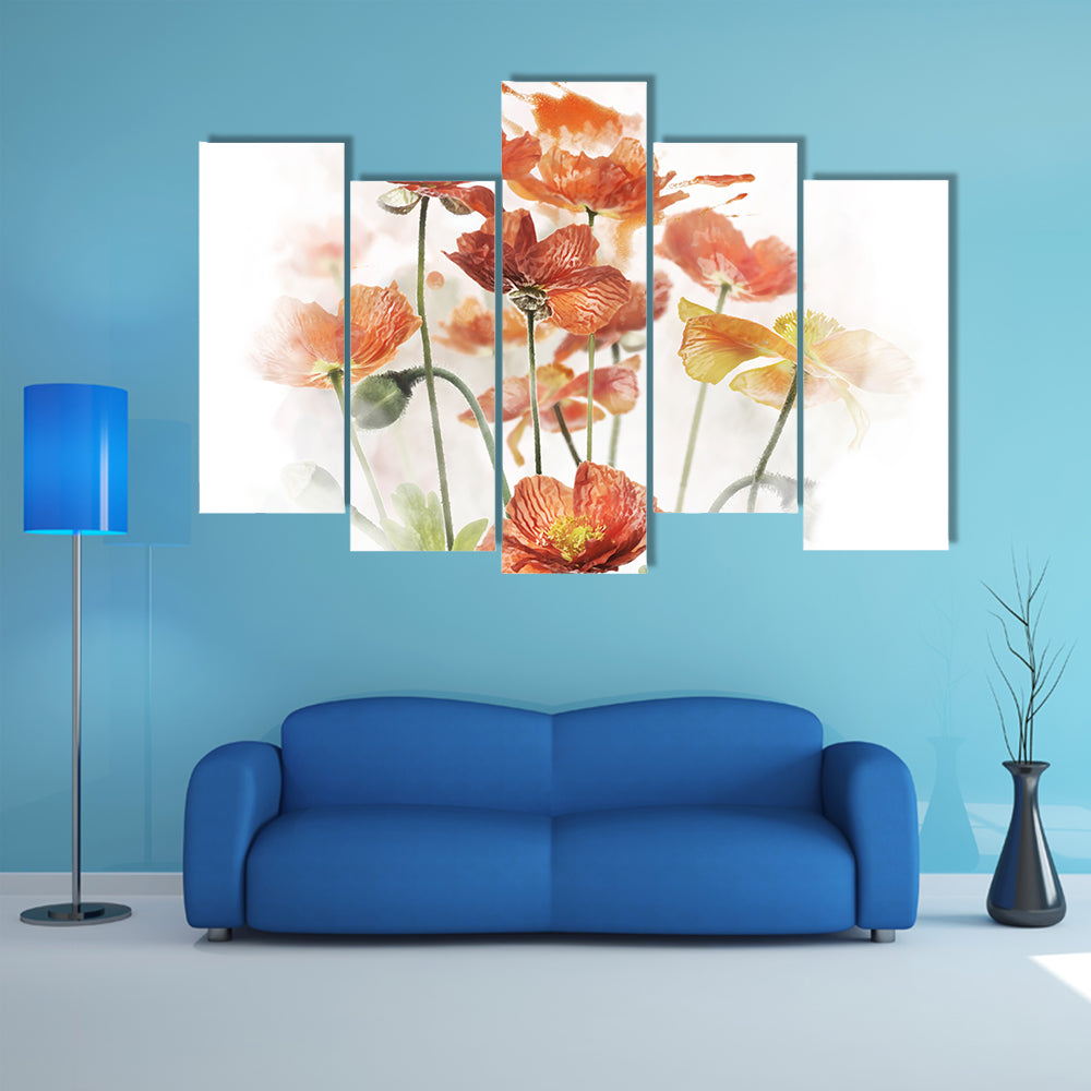 Red Poppy Flowers Canvas Wall Art