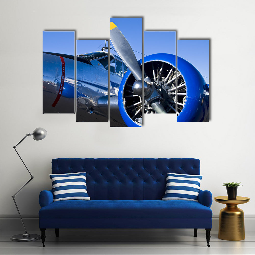Vintage Military Airplane Close-up Canvas Wall Art