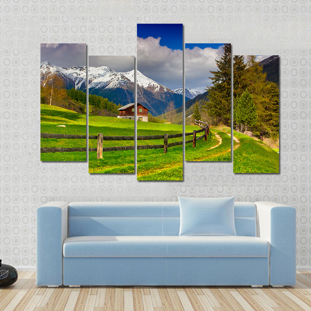 Spring Landscape In Swiss Alps Canvas Wall Art