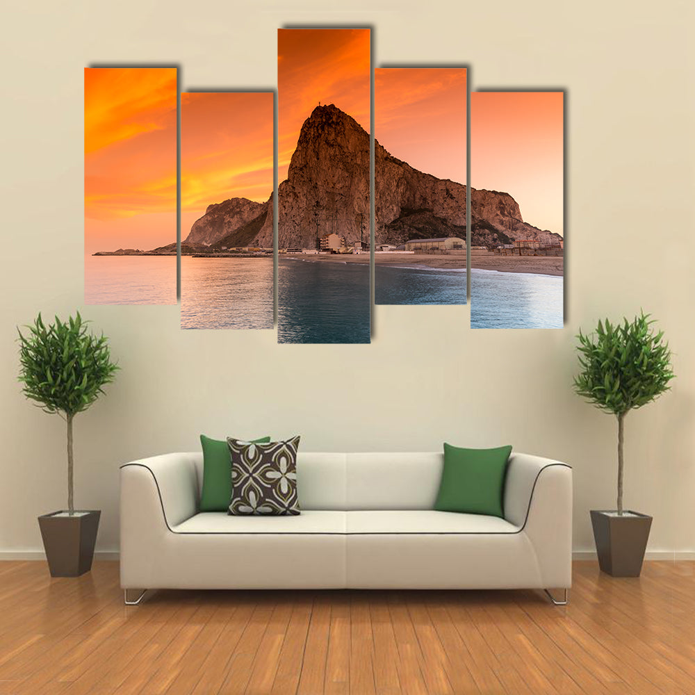 Rock of Gibraltar at Sunset Canvas Wall Art