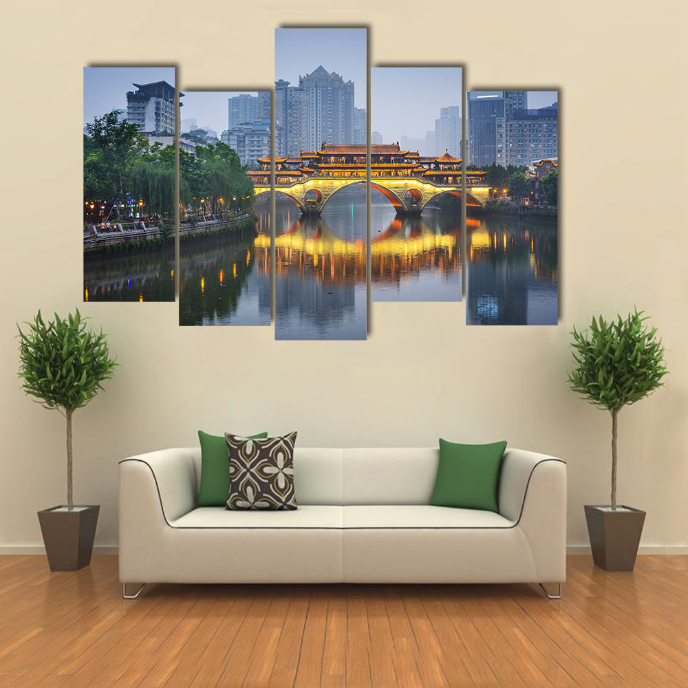 Anshun Bridge on Jin River Chengdu Canvas Wall Art