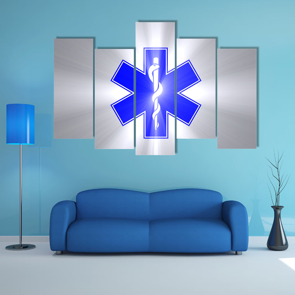 Star of Life with Rod of Asclepius Canvas Wall Art