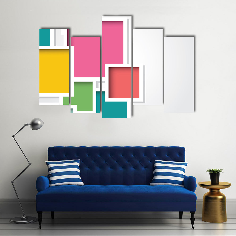 3d Layered Geometric Squares Canvas Wall Art