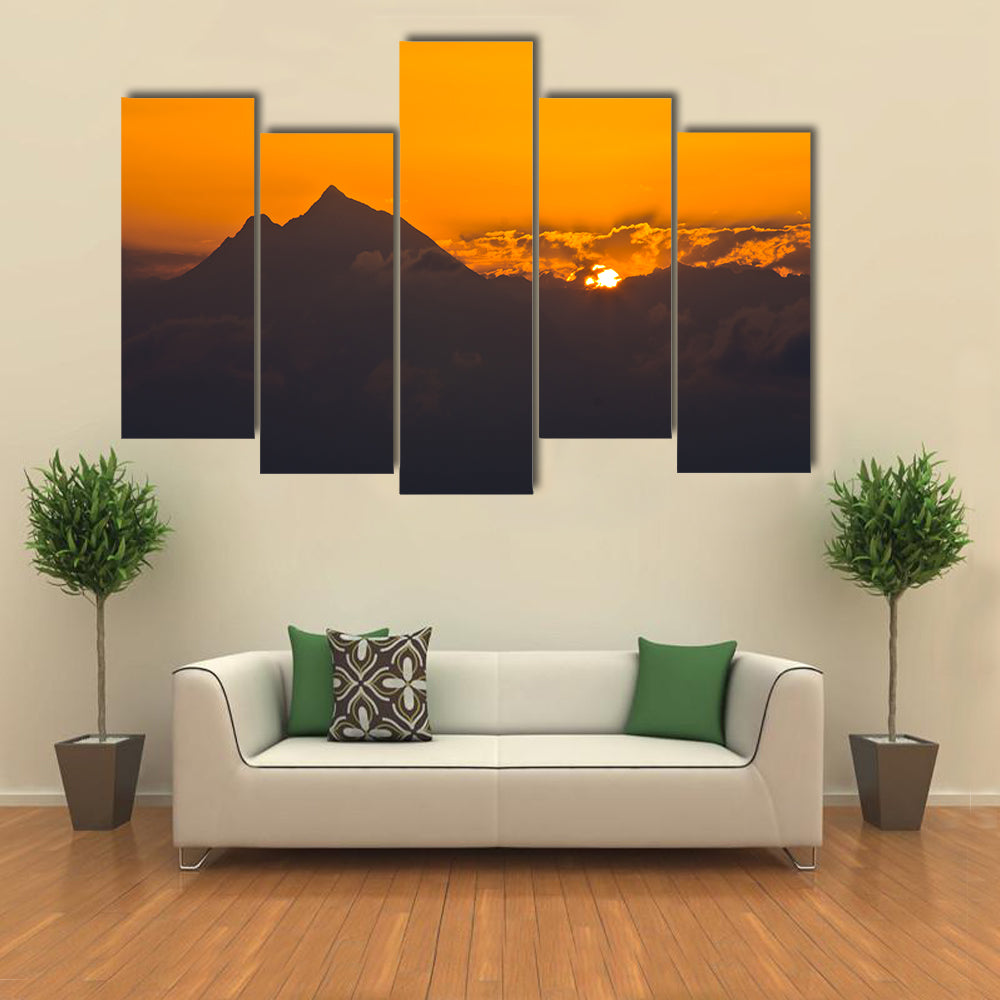 Sunrise At Holy Mountain Athos In Chalkidiki Greece Canvas Wall Art
