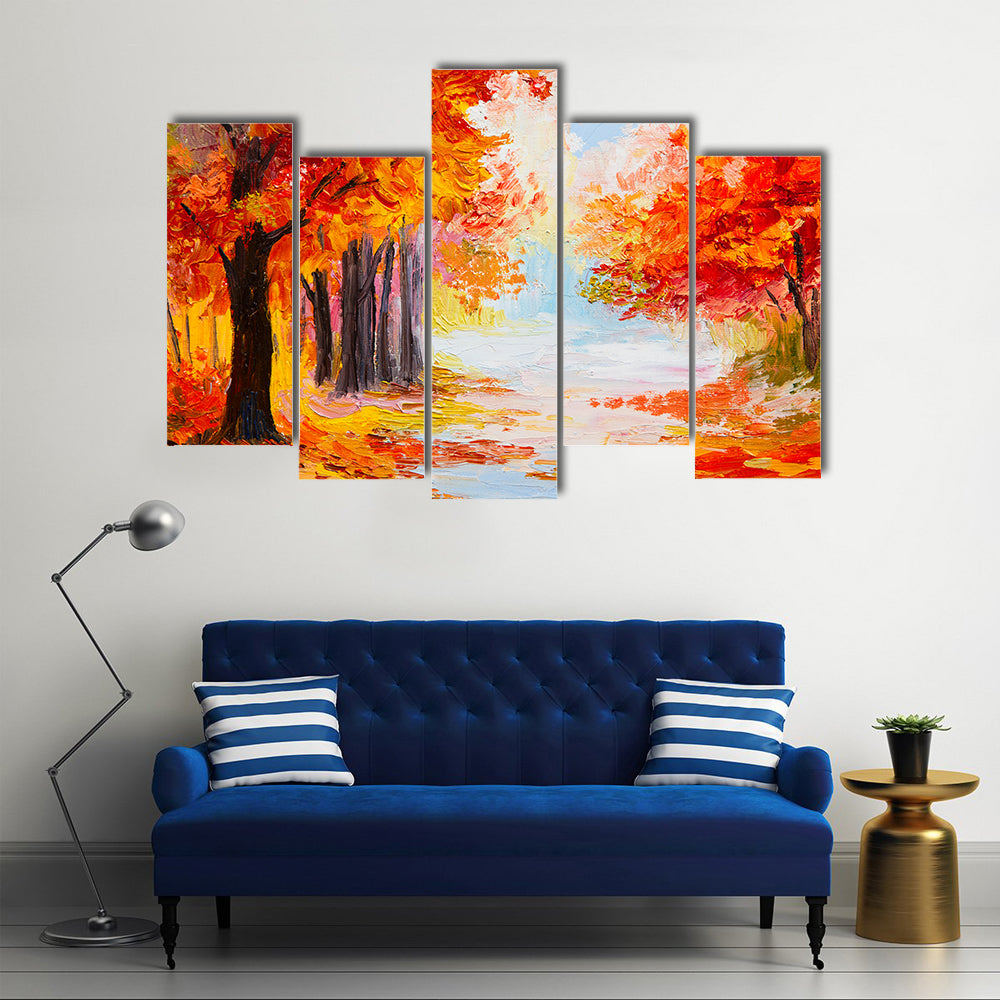 Colorful Autumn Forest Abstract Canvas Wall Art