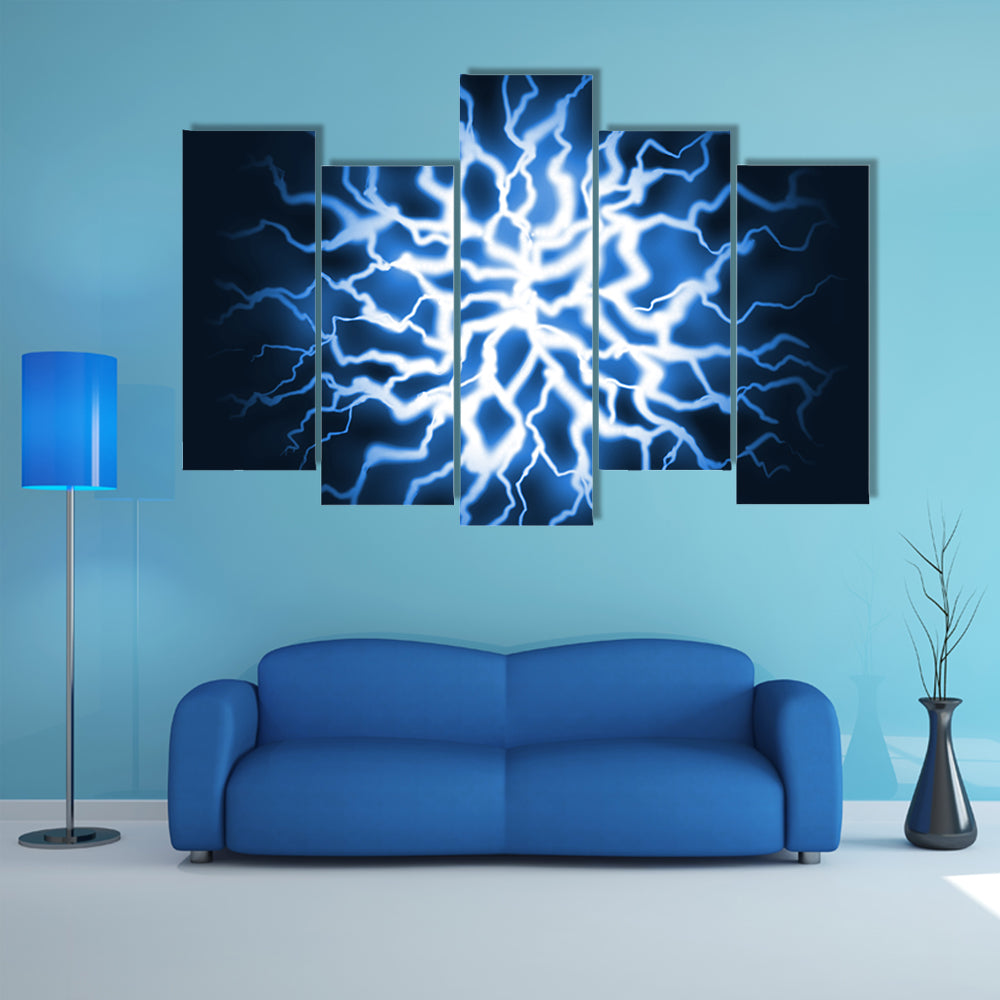 Blue Thunder Energy Burst Canvas Wall Art