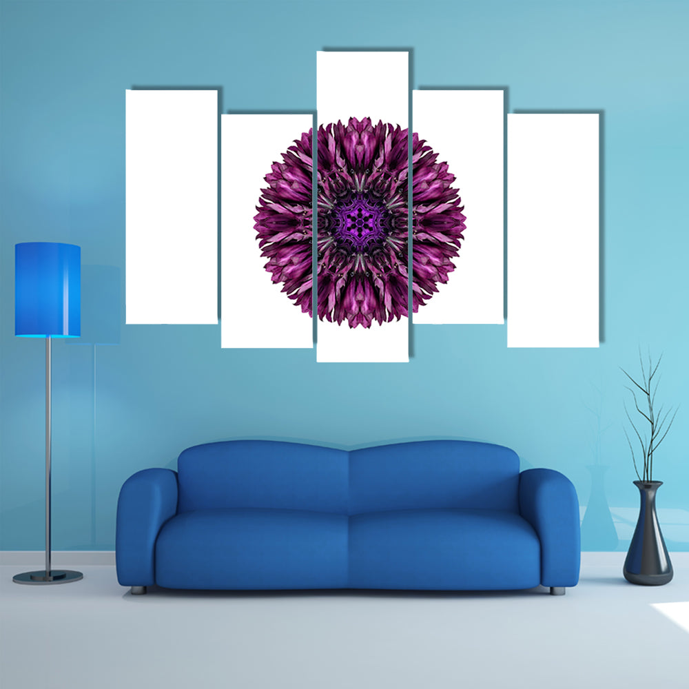Purple Cornflower Mandala Canvas Wall Art