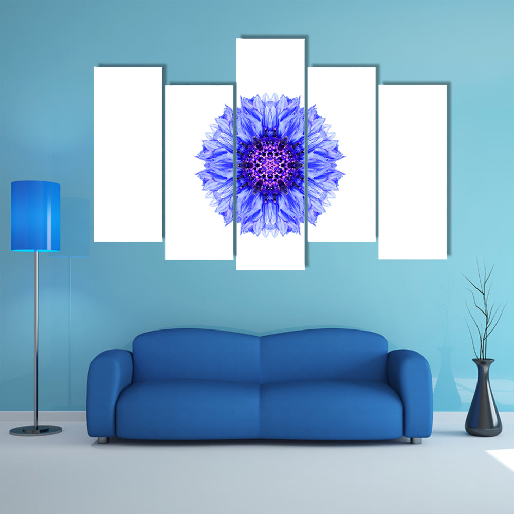 Blue Cornflower Mandala Canvas Wall Art