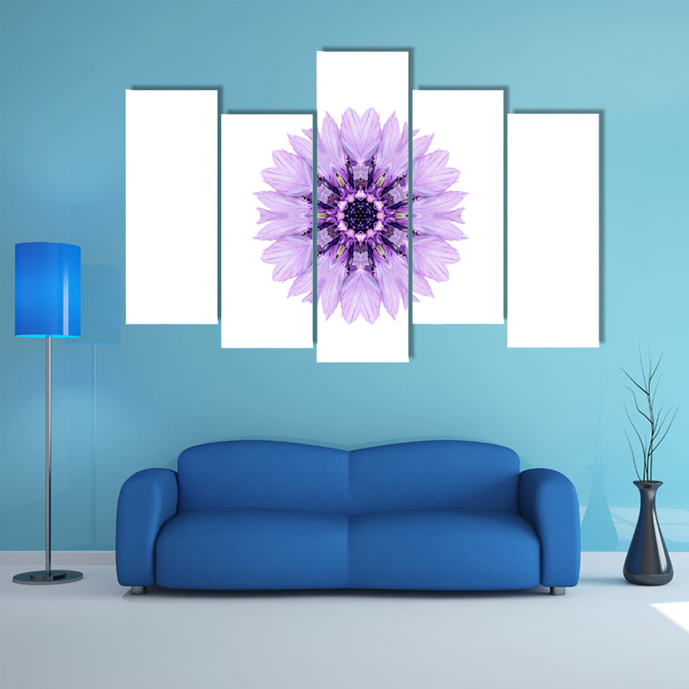 Purple Cornflower Mandala Canvas Wall Art