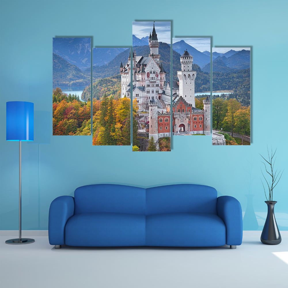 Neuschwanstein Castle with Turquoise Lake Canvas Wall Art