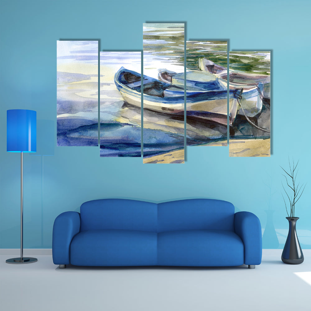 Seascape with Three Boats Canvas Wall Art