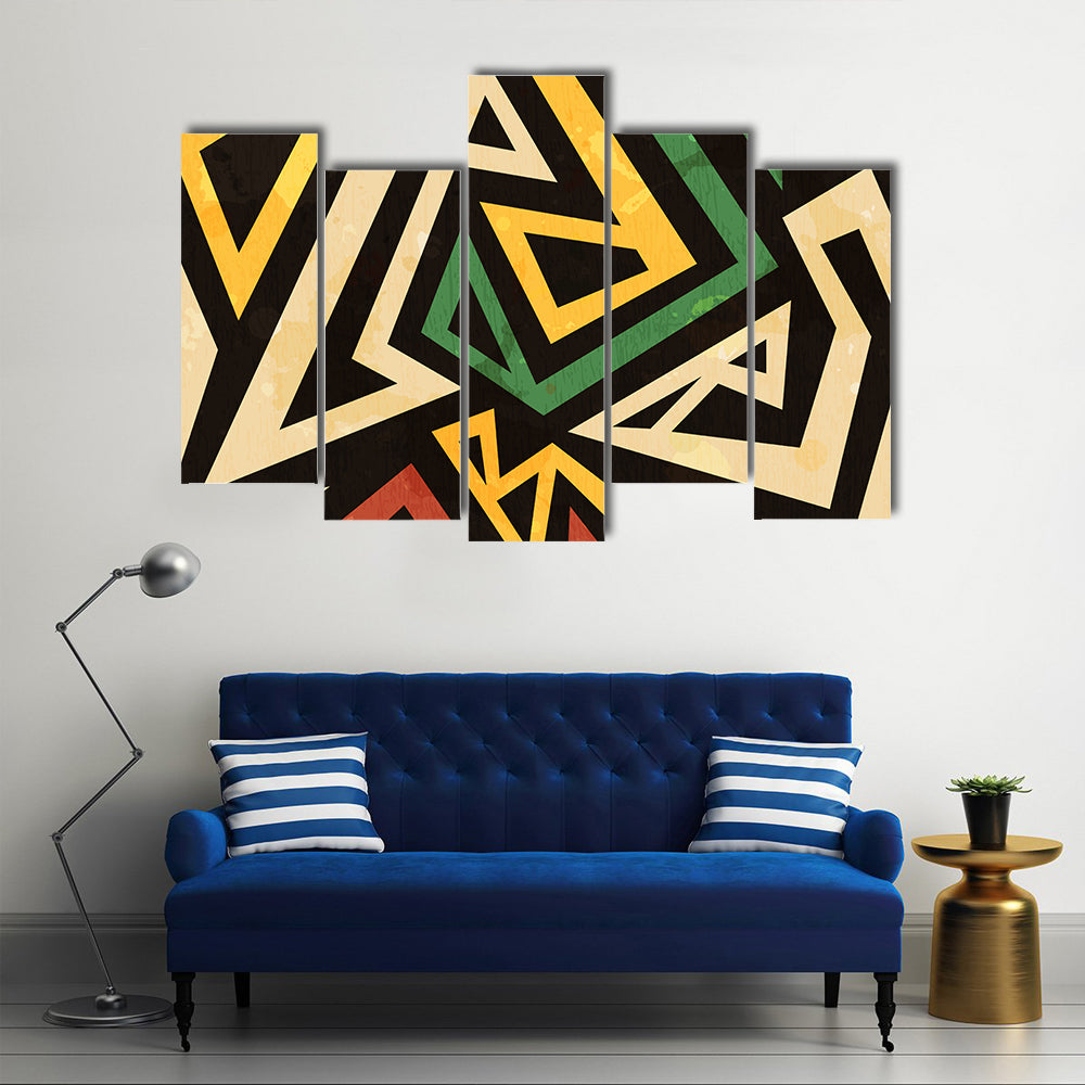 African Geometric Seamless Pattern Canvas Wall Art
