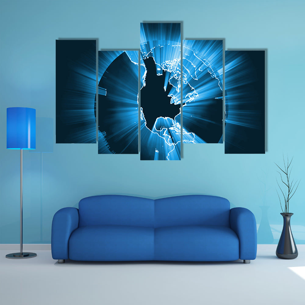 Glowing Coastline Starburst Light Flare Canvas Wall Art