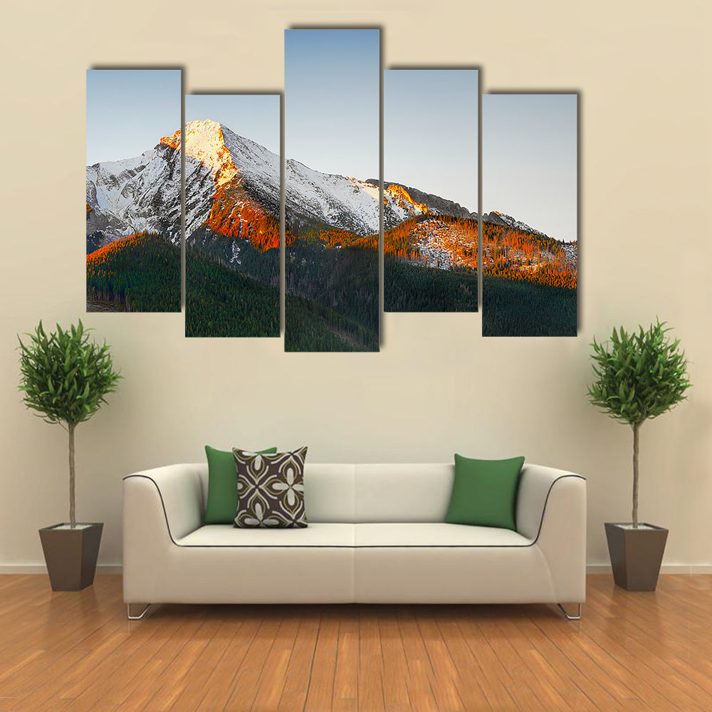 Snow Capped Peaks At Sunrise Canvas Wall Art