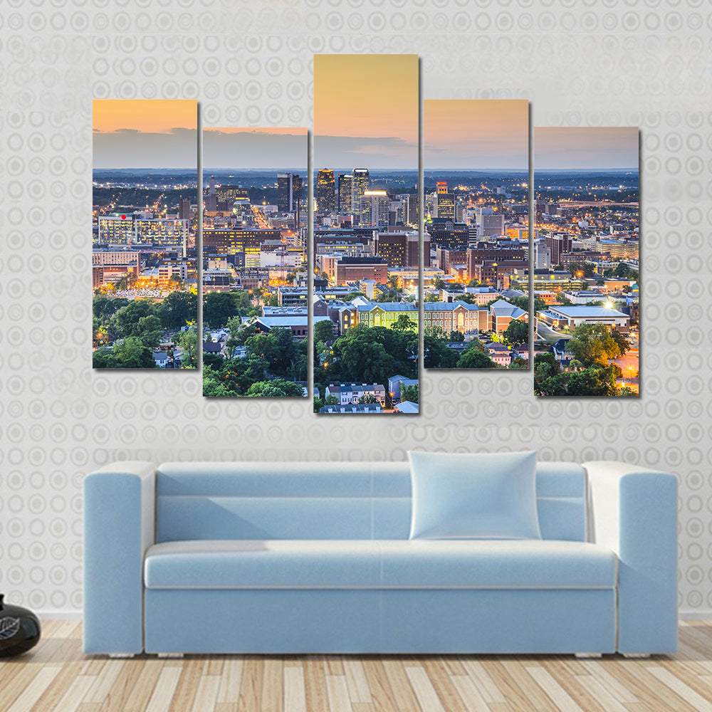 Birmingham Downtown Skyline In Alabama Canvas Wall Art
