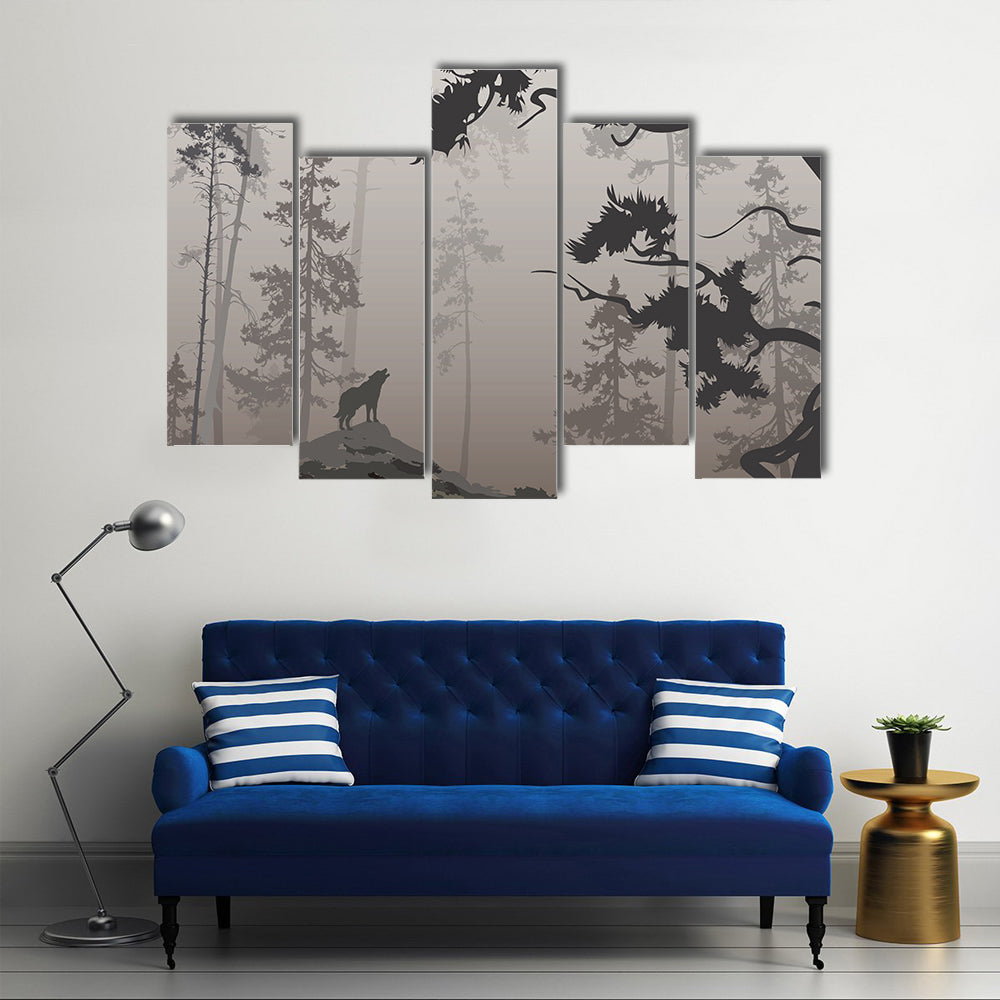 Wolf In The Forest Canvas Wall Art