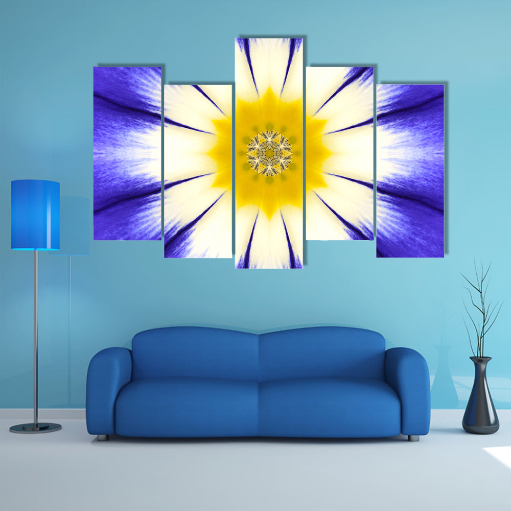 Kaleidoscope Blue Mandala Flower Canvas Wall Art