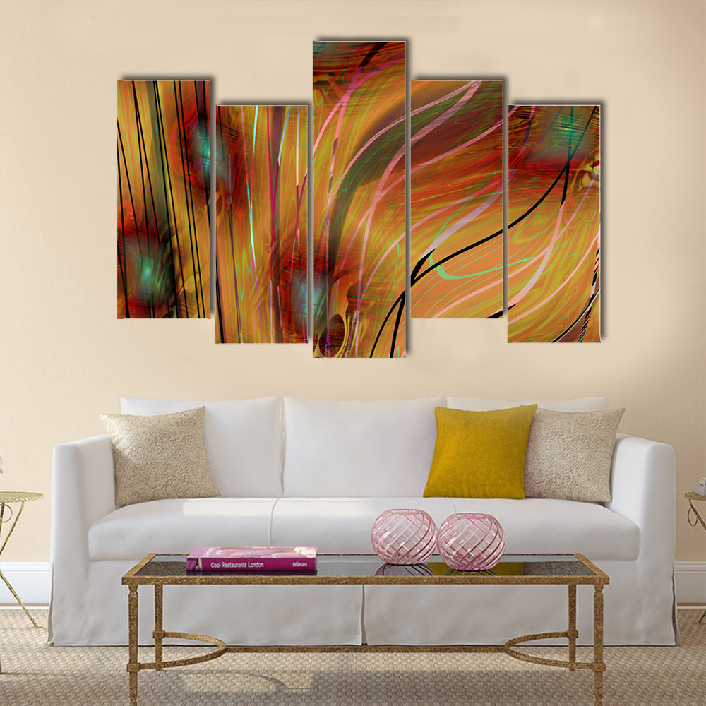 Swirling Teal, Gold, and Pink Abstract Canvas Wall Art