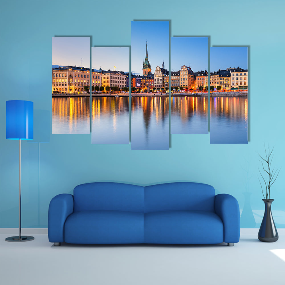 Gamla Stan In Stockholm At Evening Canvas Wall Art
