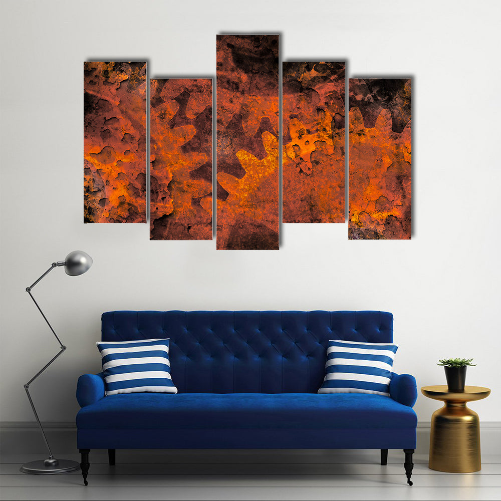 Rusted Gears and Cogs Canvas Wall Art