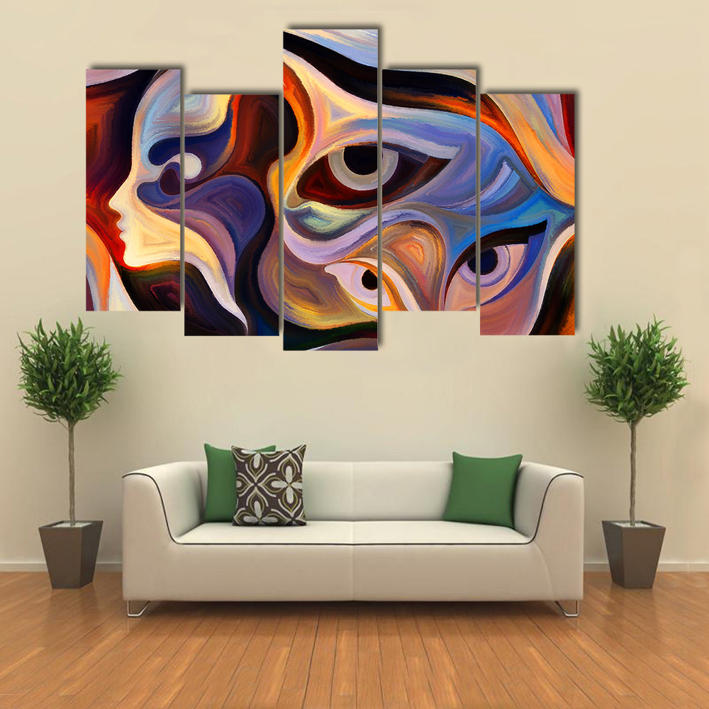 Human Profile &amp; Eye Elements Canvas Wall Art