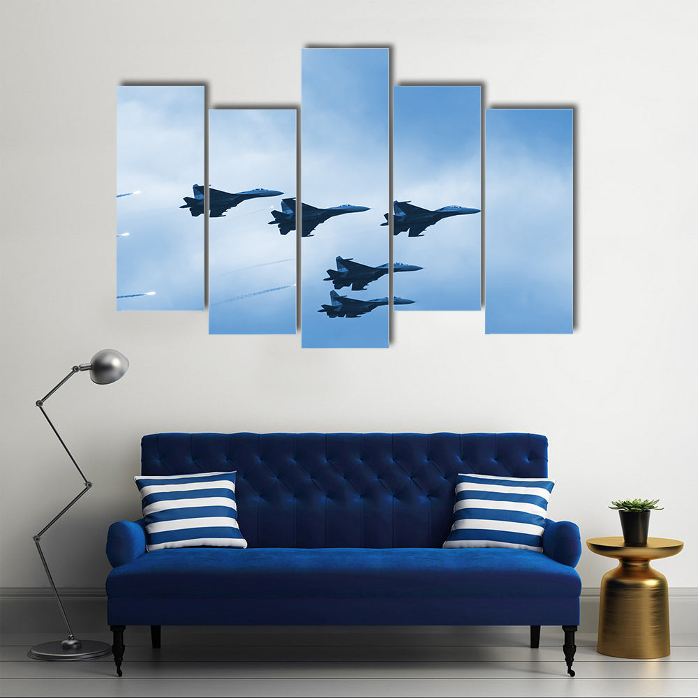 Modern Squadron of Fighter Jets Canvas Wall Art