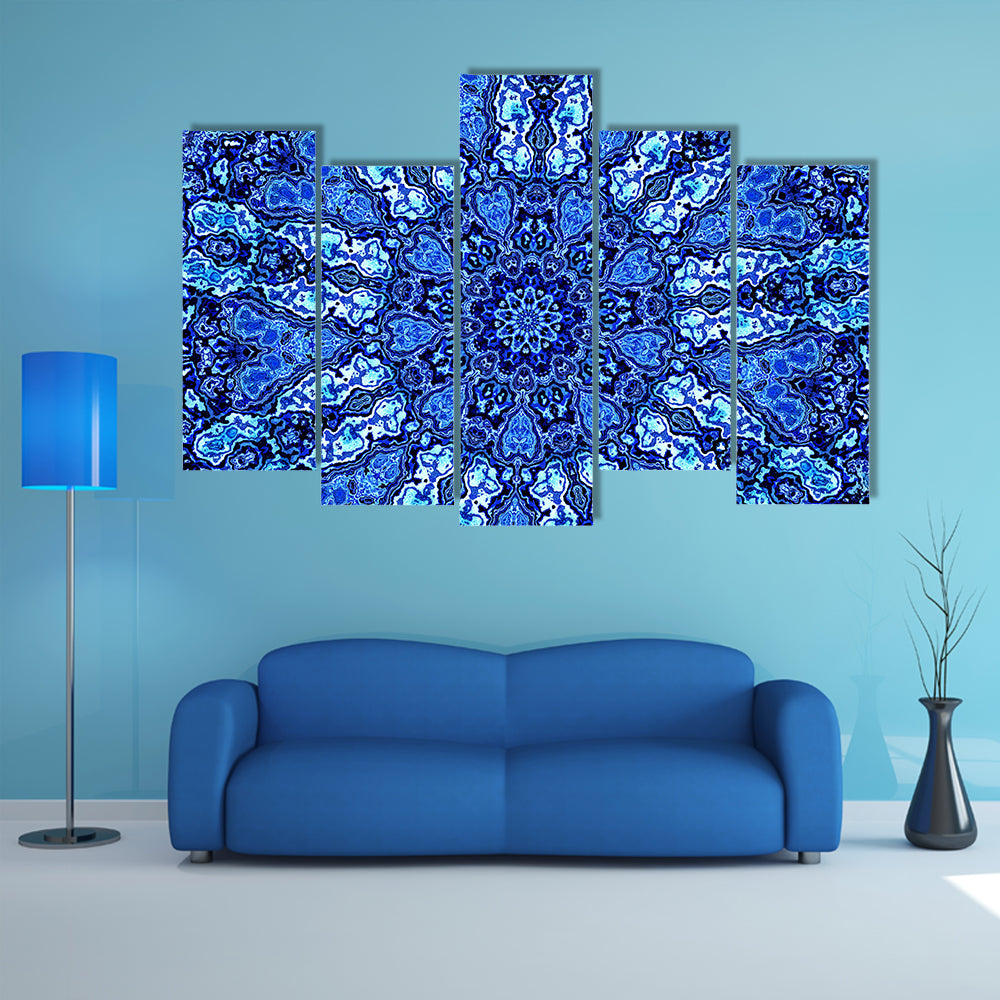 Blue Mandala Fractal Canvas Wall Art