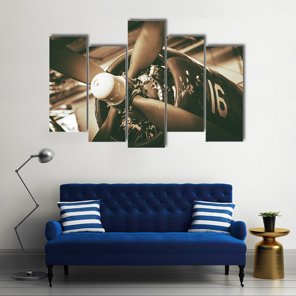 Vintage Military Aircraft Propeller Closeup Canvas Wall Art