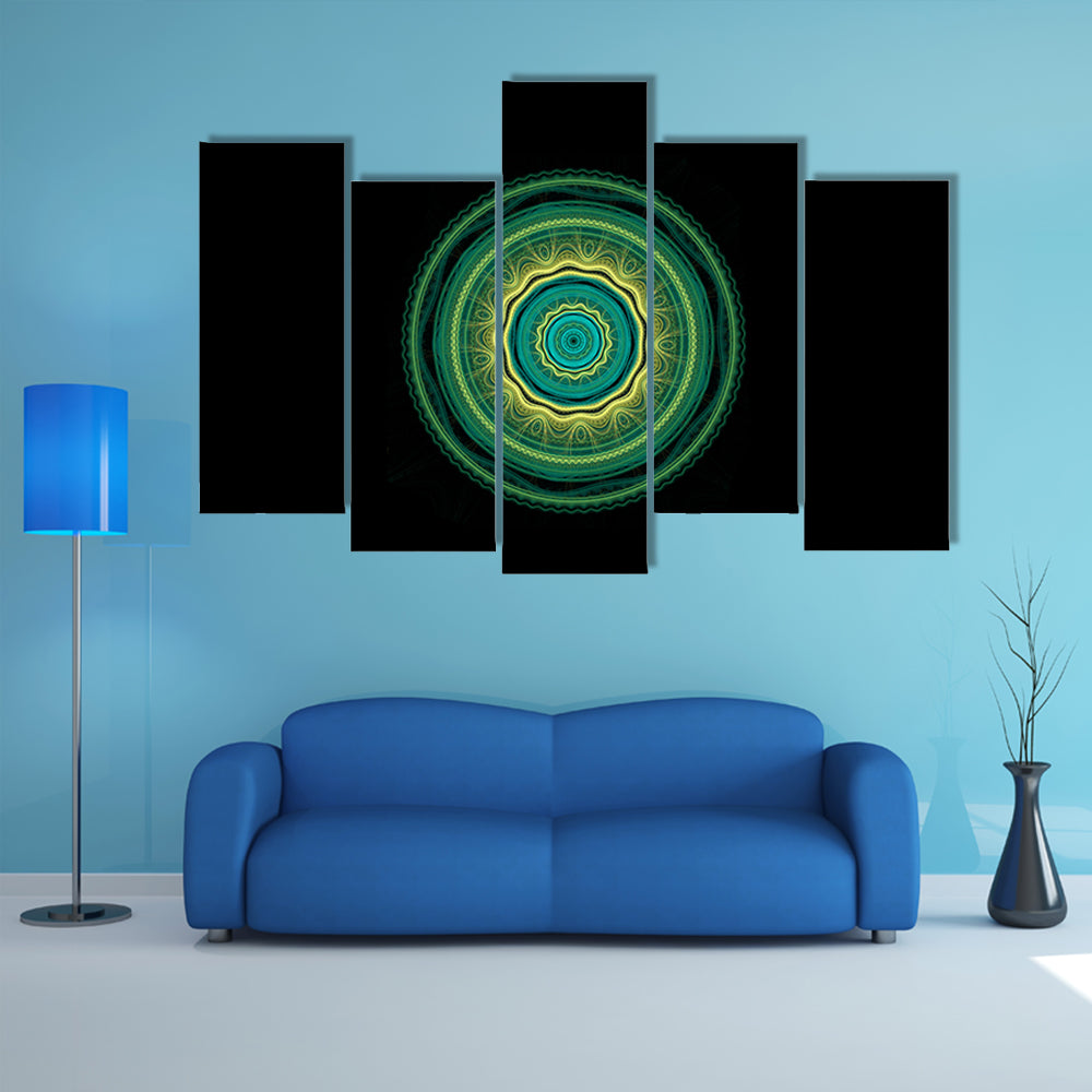 Green Mandala Flower Canvas Wall Art