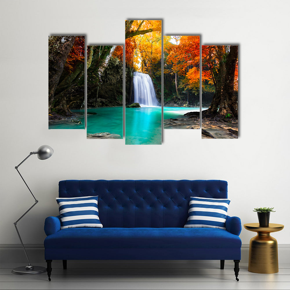 Deep Forest Waterfall In Kanchanaburi Thailand Canvas Wall Art