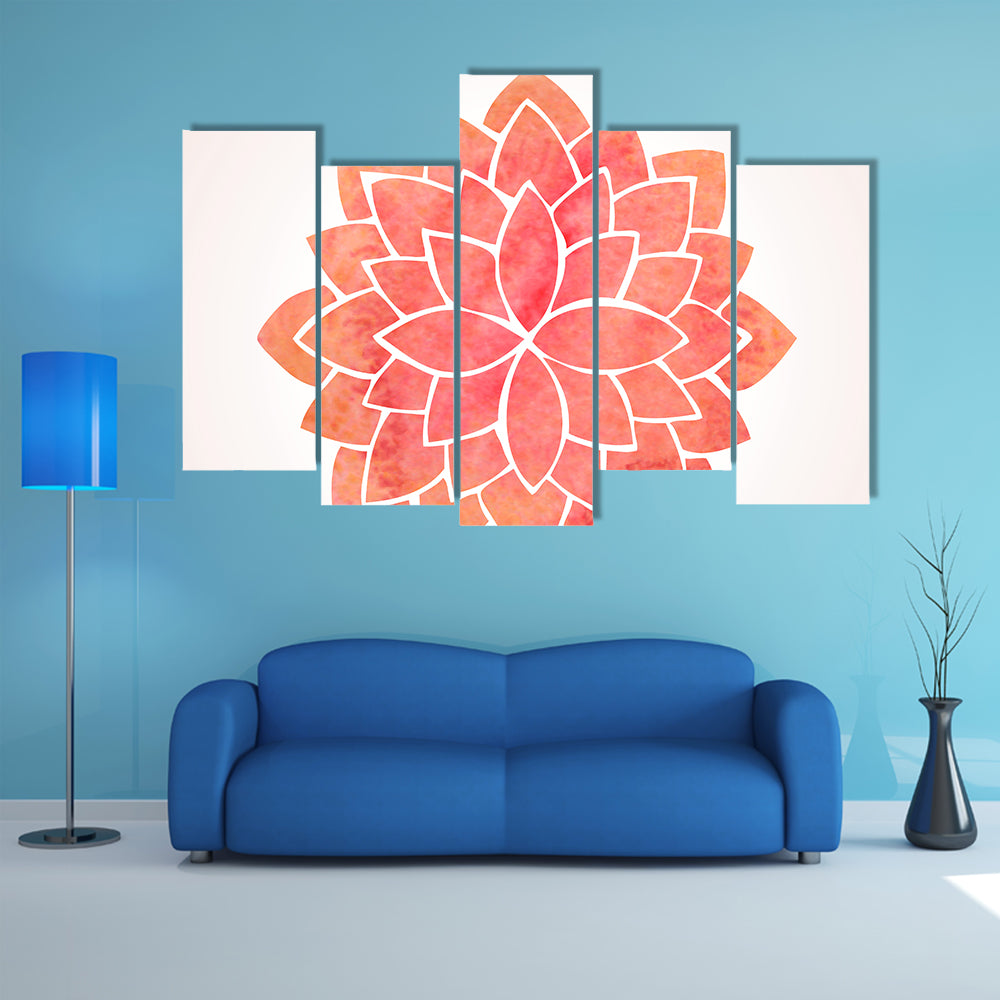 Red Lotus Mandala Canvas Wall Art
