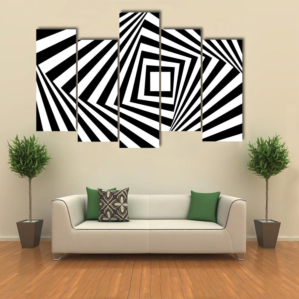 Black and White Concentric Squares Canvas Wall Art