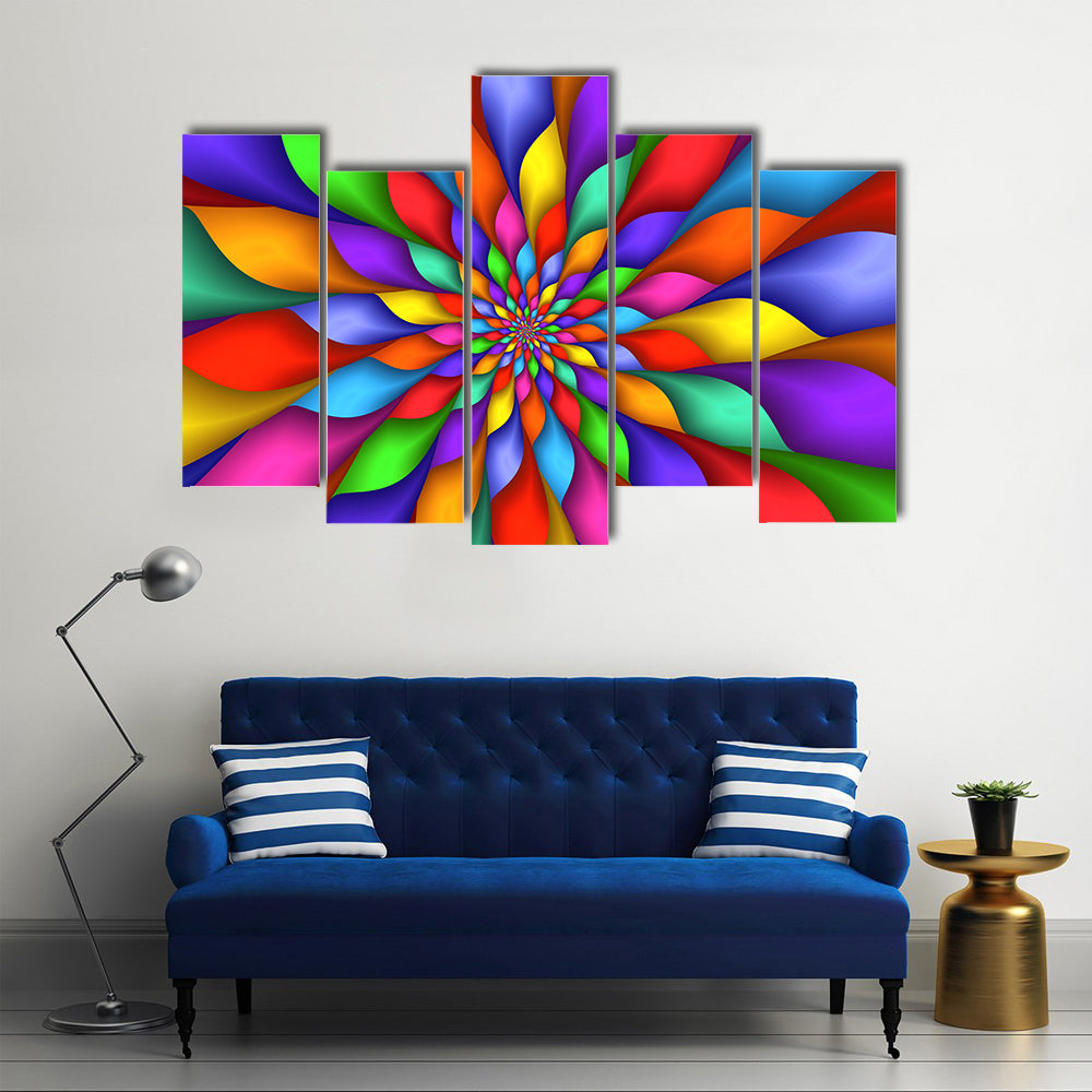 Rainbow Petal Spiral Abstract Canvas Wall Art