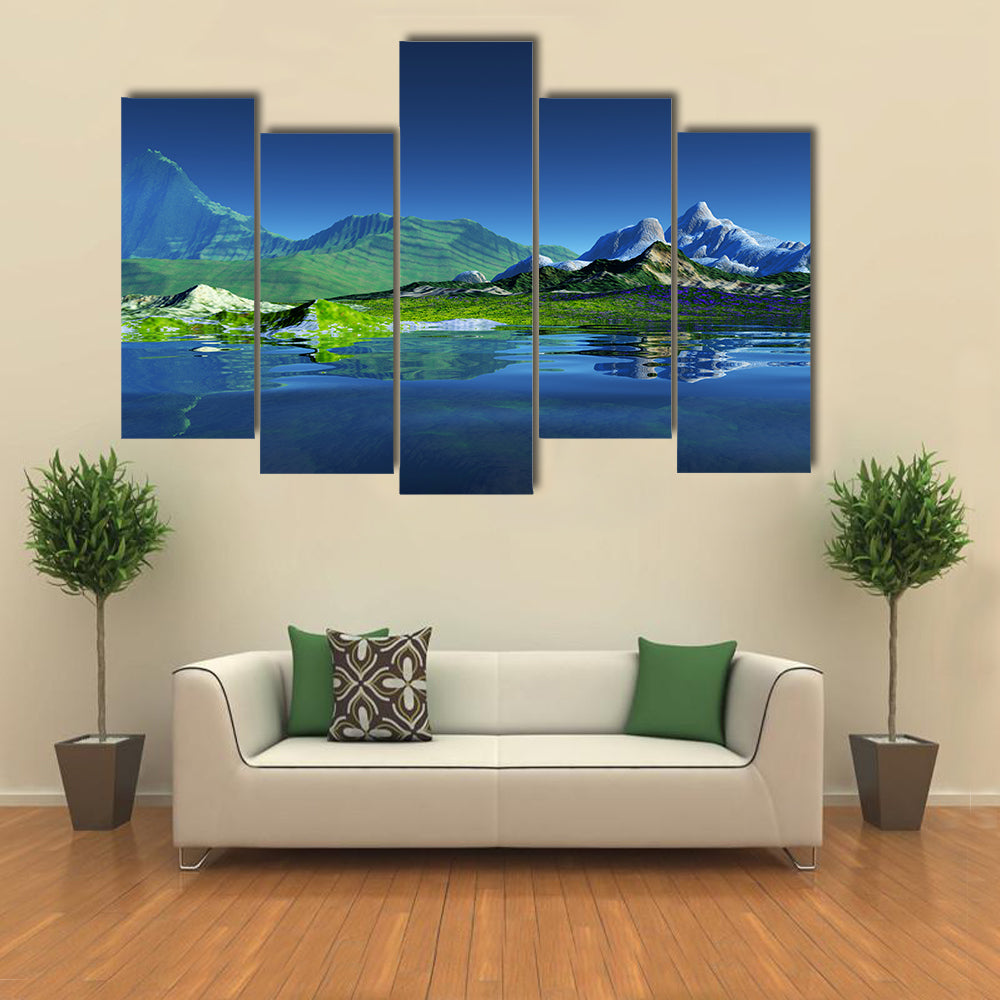 Serene Mountain Lake Reflection Canvas Wall Art