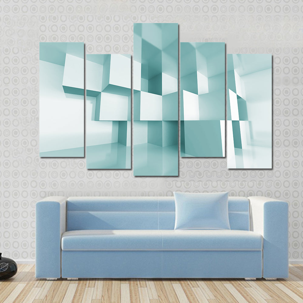 Reflective Stacked Cubes Canvas Wall Art